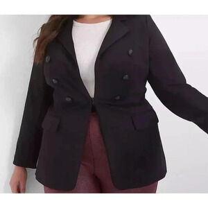 New Lane Bryant Blazer Womens Sz 26 Black Coat Jacket Stretch Comfort Career